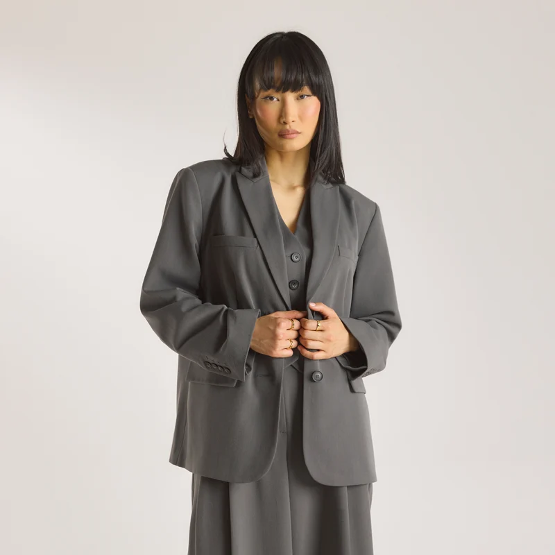 Oversized Blazer - Mörkgrå