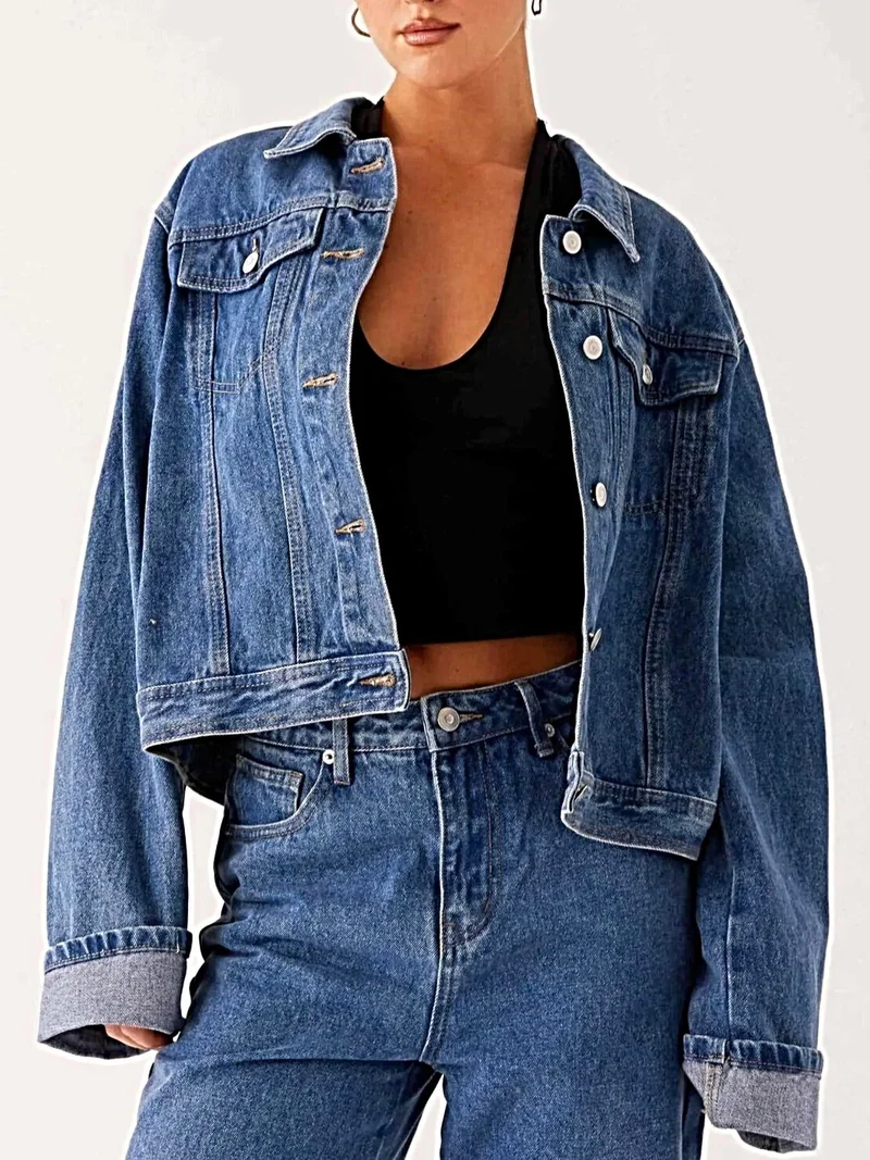 Snygg överdimensionerad jeansjacka med knappstängning och fickdetaljer - Perfekt för lager-på-lager