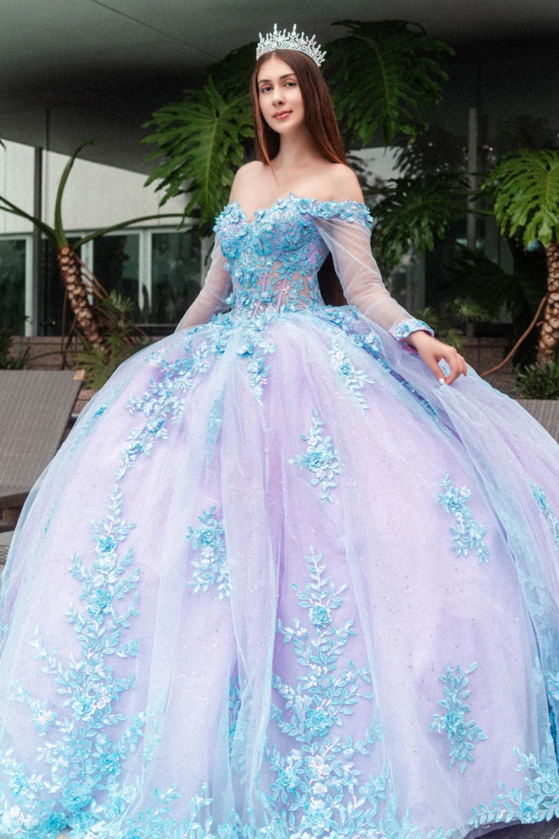 3D Blommor Applique Sweetheart Neckline Quinceanera Klänning från GLS by Gloria - GL3503