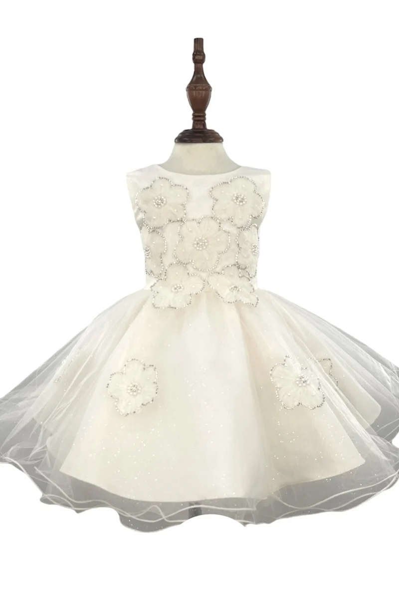 Satin Daisy Paljett Tyll Babyklänning från Cinderella Couture USA AS9154B