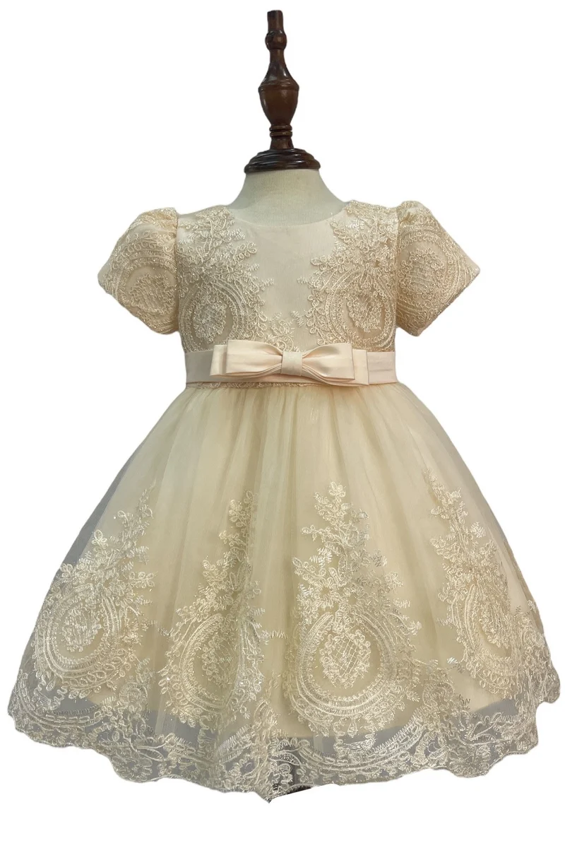 Kristalltyll med 3D-blommor Babyklänning från Cinderella Couture USA AS9158B