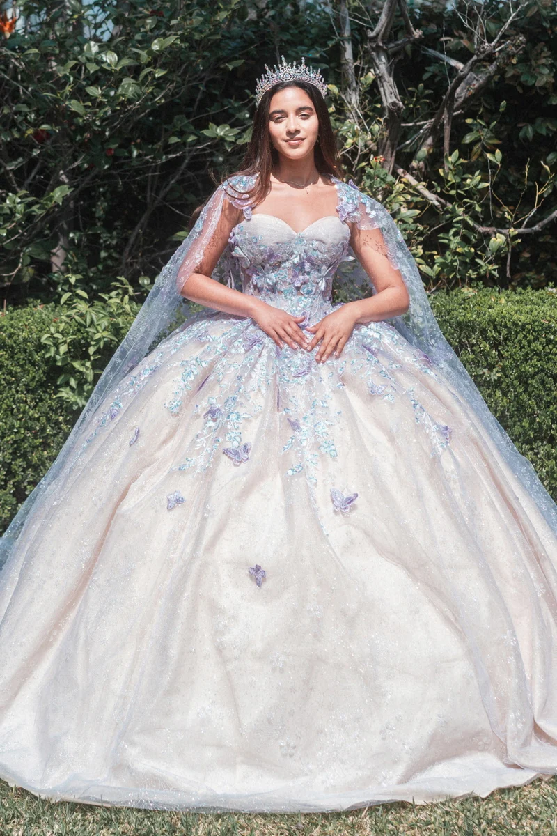 3D Butterfly Off The Shoulder Quinceanera-klänning från GLS by Gloria - GL3501