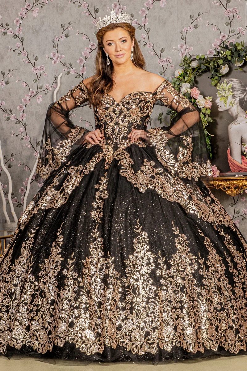 Paljett Off Shoulder Quinceanera Klänning från Elizabeth K - GL3184