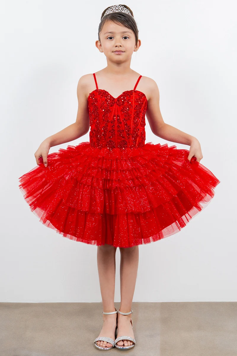 Glitterkorsett A-Line Girl Party Dress från Cinderella Couture USA AS5133