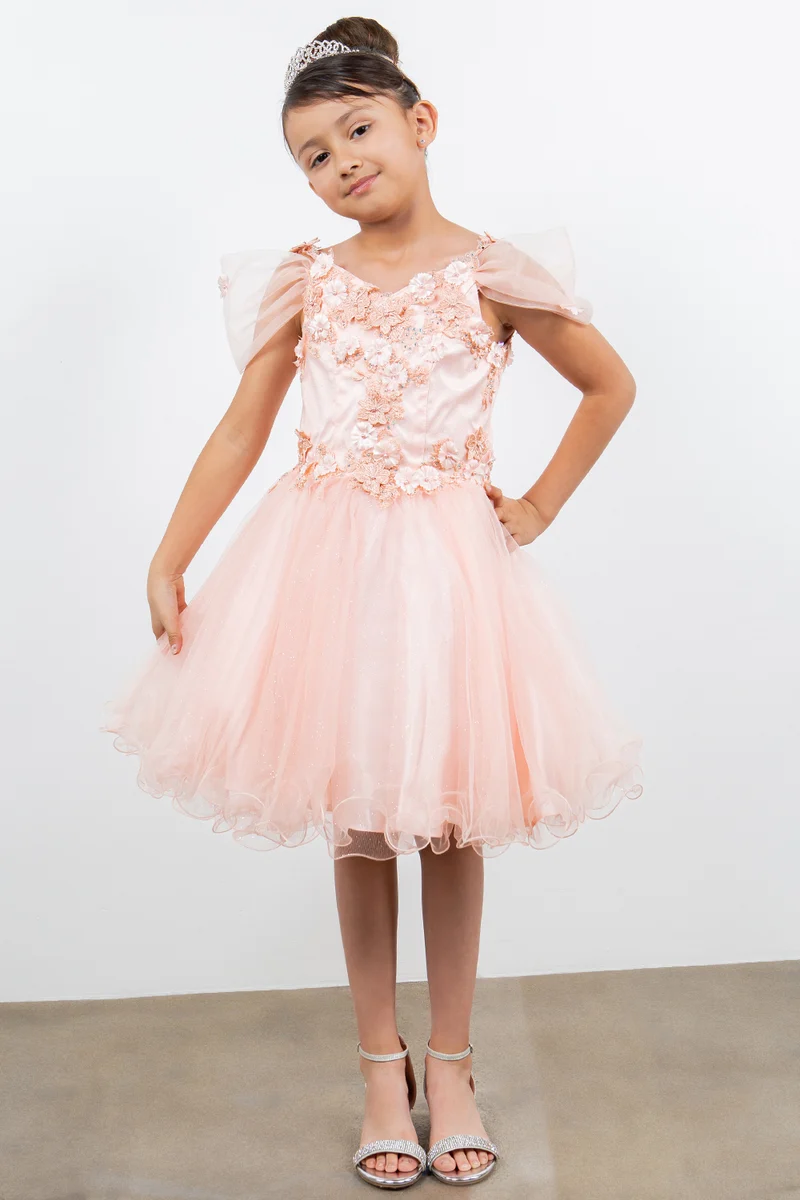 Glitter Flower Shoulder Strap Girl Party Dress från Cinderella Couture USA AS5134