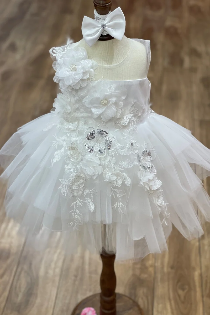 Vacker 3D Flowers Tyll Baby Dress från Cinderella Couture USA AS9141B