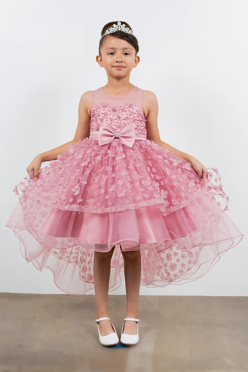 3D Flowers Elegant Illusion Girl Party Dress från Cinderella Couture USA AS9170