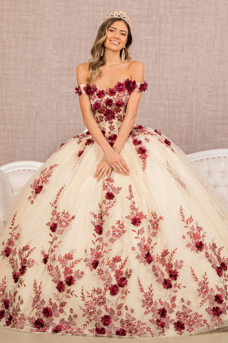3-D Embroidery Off Shoulder Quinceanera Klänning från GLS by Gloria - GL3105