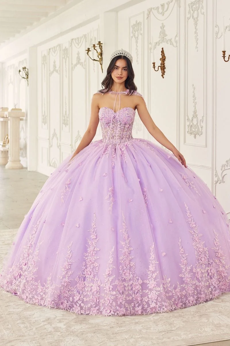 Axelbandslös med avtagbar kaplettklänning från Cinderella Divine 15723 - Quinceanera