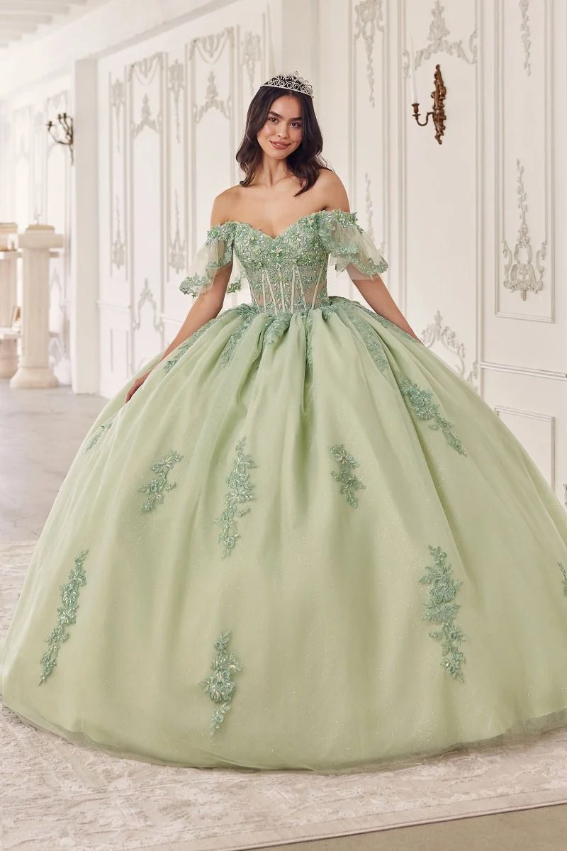 Off The Shoulder Flutter Sleeve Gown av Cinderella Divine 15725 - Quinceanera