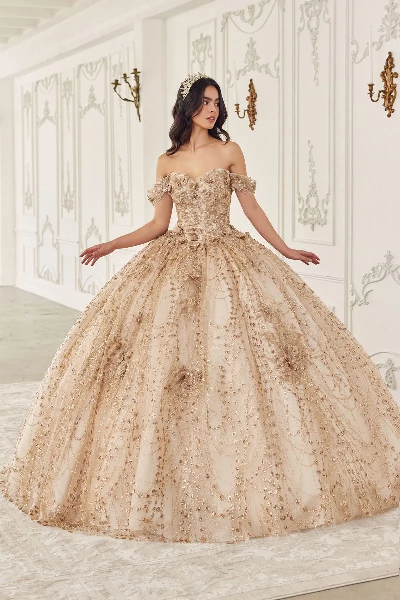 Glitter Off The Shoulder Gown av Cinderella Divine 15712 - Quinceanera
