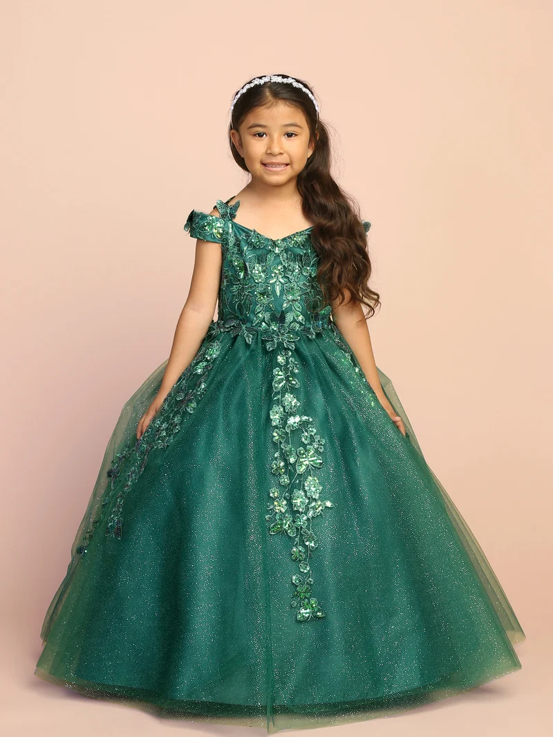 3D Butterfly Off Shoulder Flowers Girl Dress från TIPTOP KIDS - AS7046