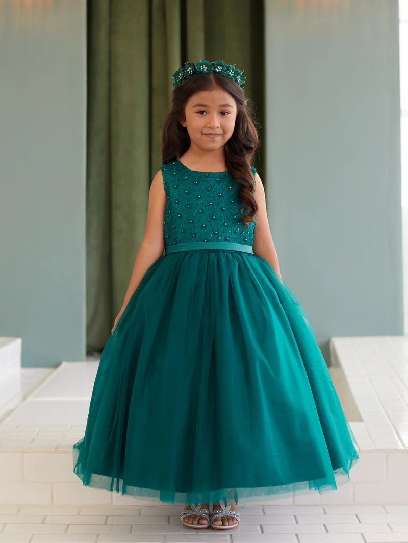 Daisy Bodice Boat Neck Flowers Girl Dress från TIPTOP KIDS - AS5864