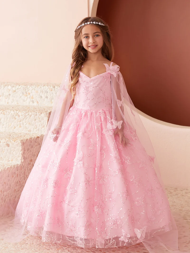 3D Butterfly with Cape Flowers Girl Dress från TIPTOP KIDS - AS7042