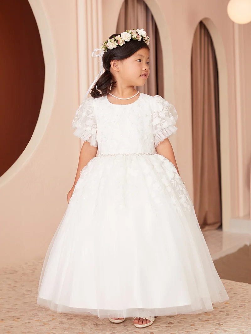 Puffärm Rundhalsad Flowers Girl Dress från TIPTOP KIDS - AS5861