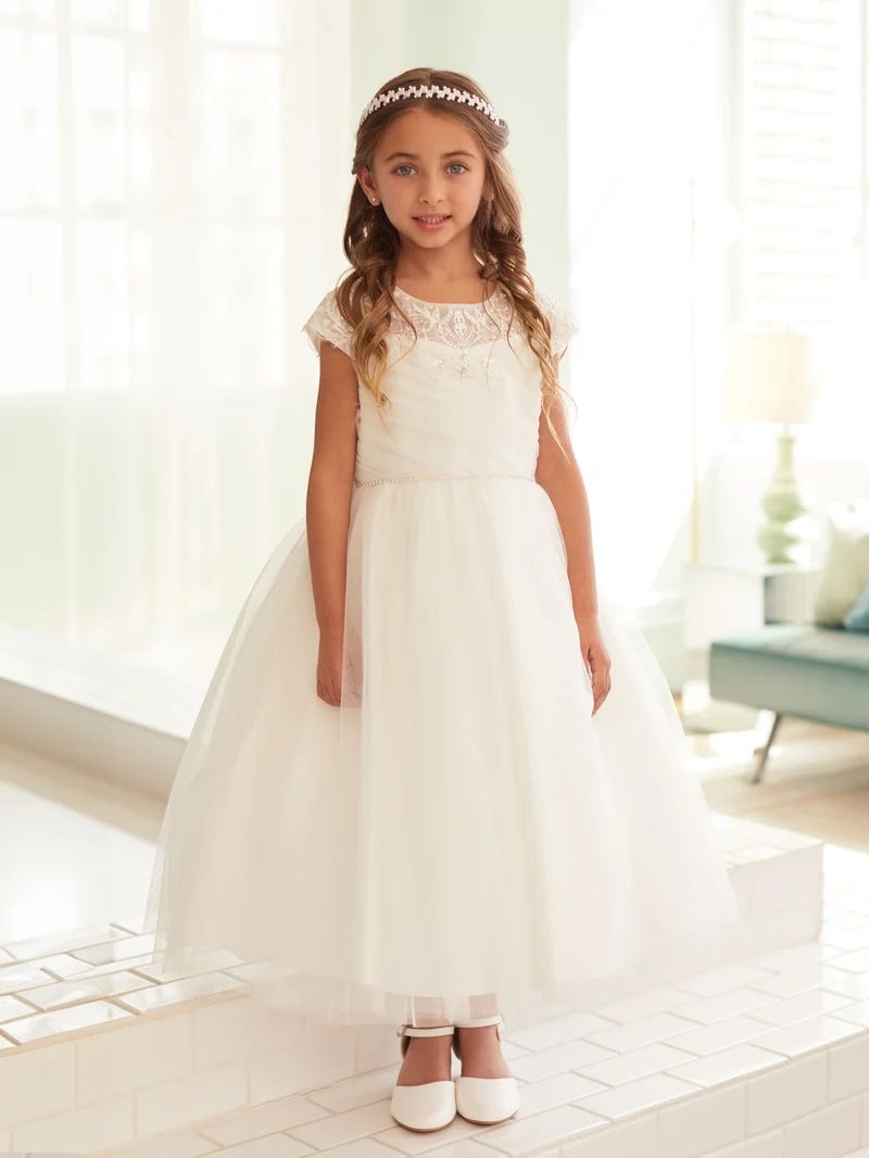Underbar Illusion Neckline Bodice Flowers Girl Dress från TIPTOP KIDS - AS5859