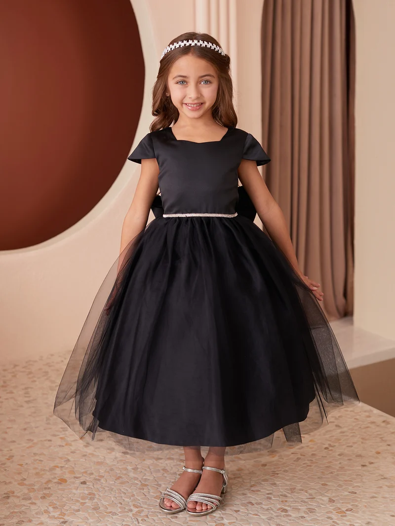 Flerfärgad fyrkantig halsringning Flowers Girl Dress från TIPTOP KIDS - AS5852