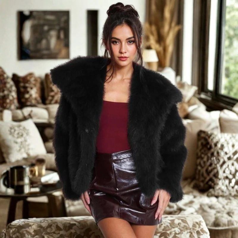 Corrine - Elegant långärmad krage Fuzzy Kappa