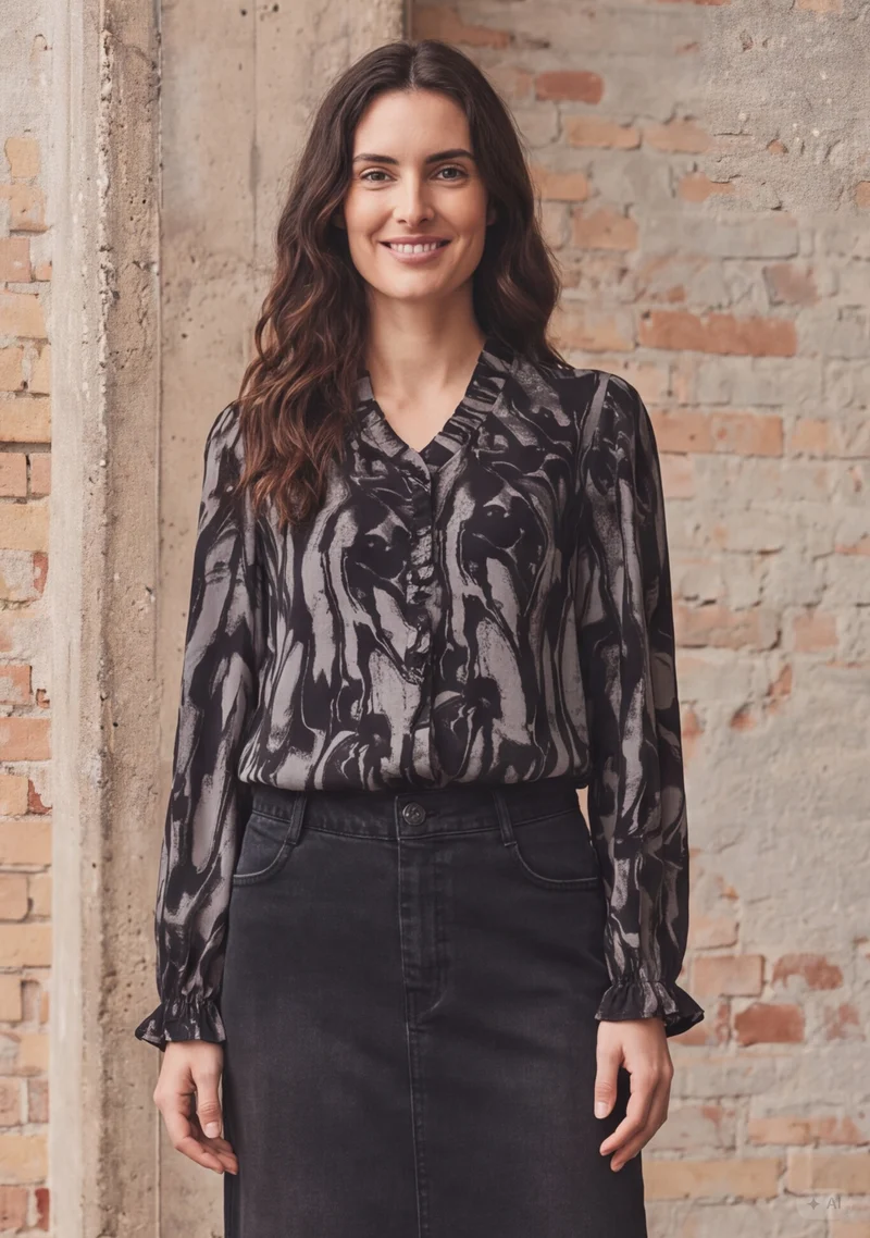 Annica Flounce Blouse - Greyish