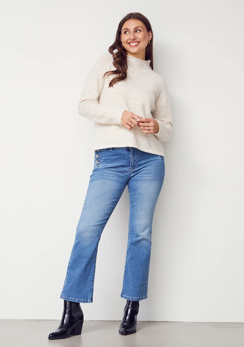 Anna Highneck Pullover - Broken White