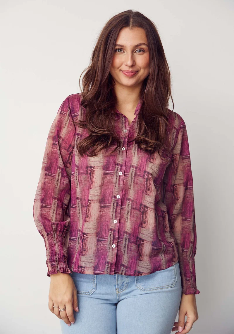 Vibse Shirt - Potato/Cerise Flow