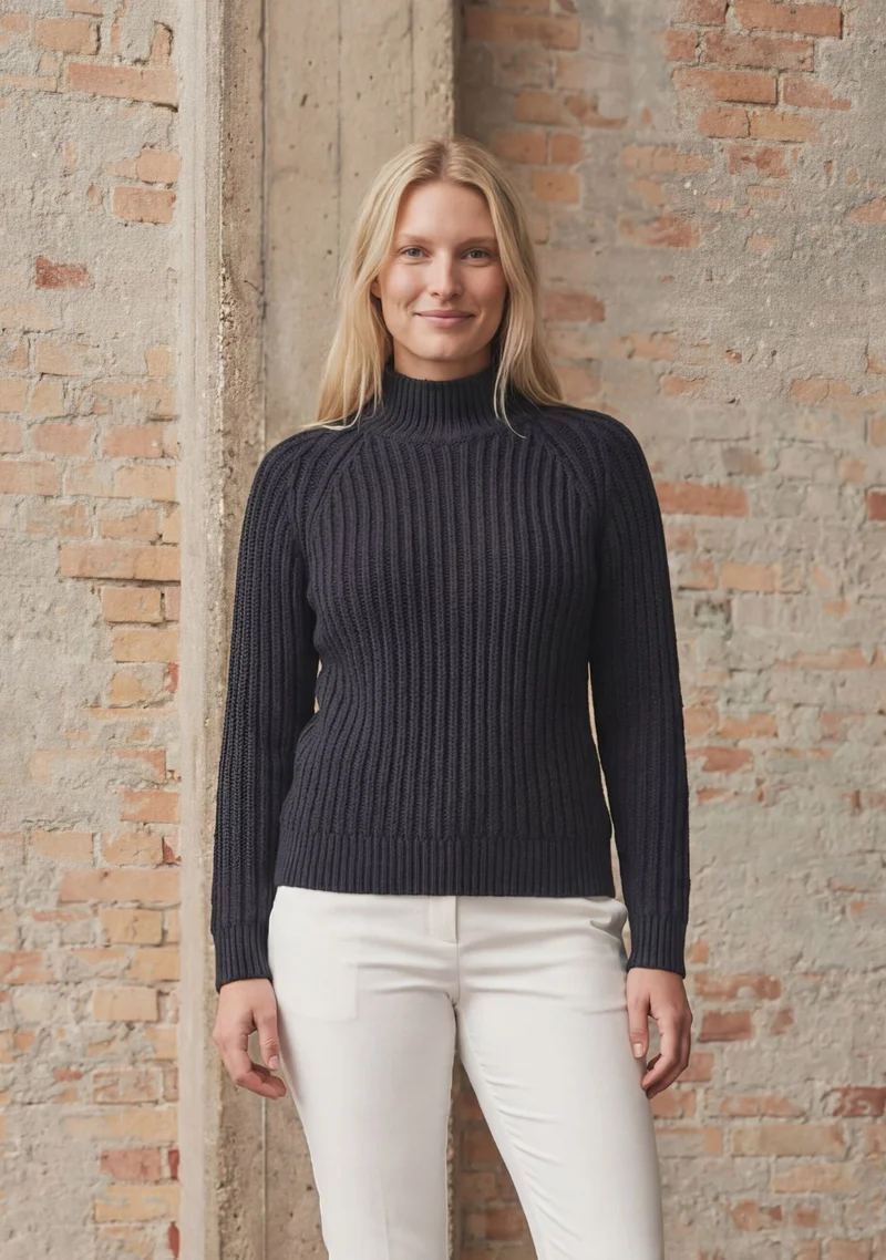 Gwen Highneck Pullover - Navy