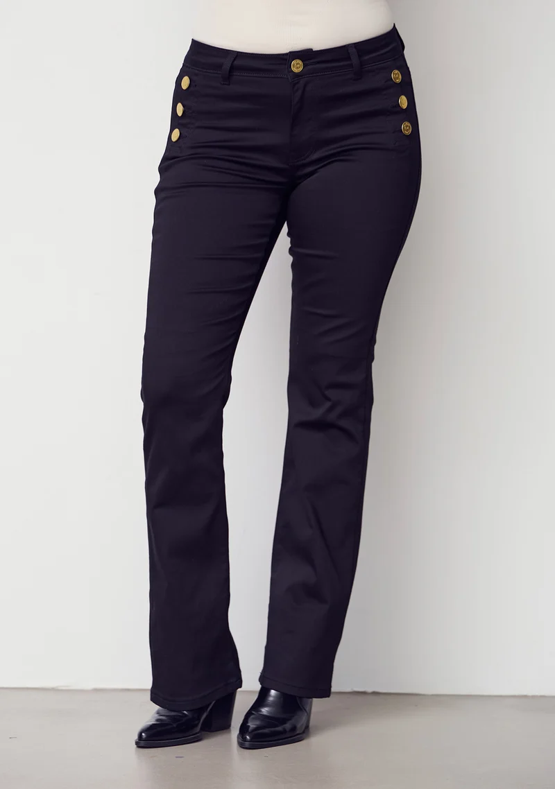Lido Button Long Jeans - Black