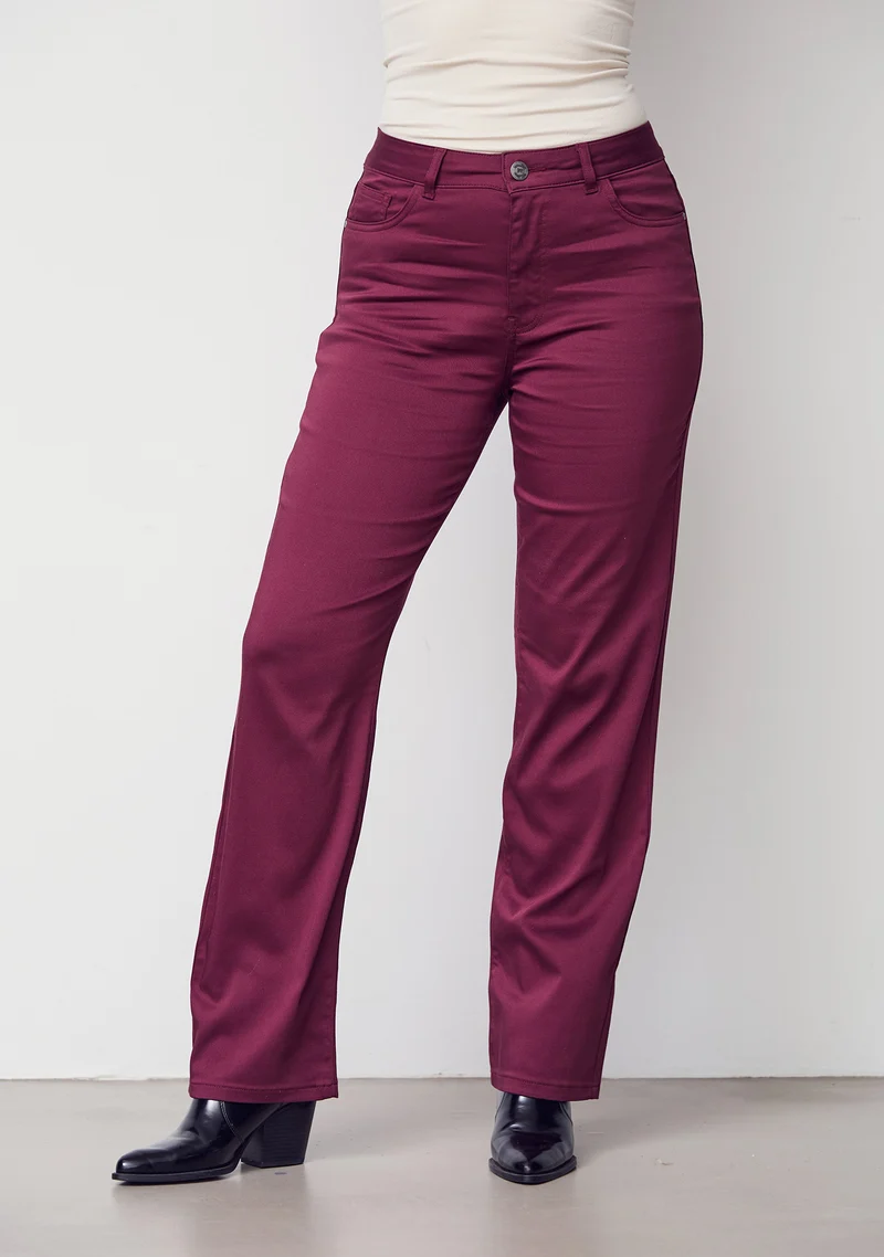 Isay Long Straight Pant - Wine