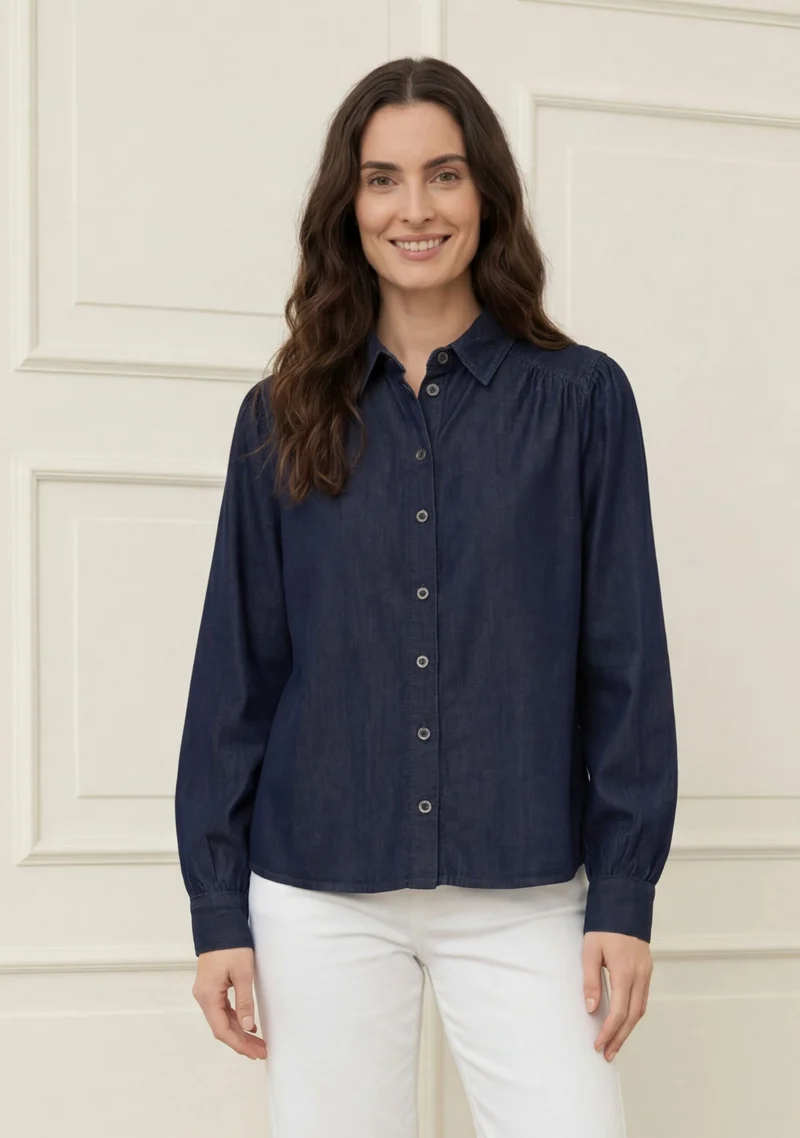 Diva Cropped Shirt - Dark denim