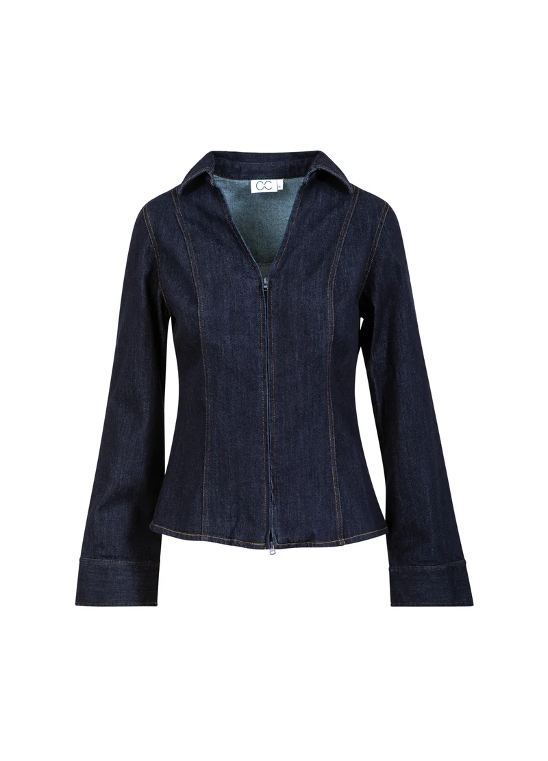 CC HEART KALANI DENIM ZIP-SKJORTA - Dark denim blue