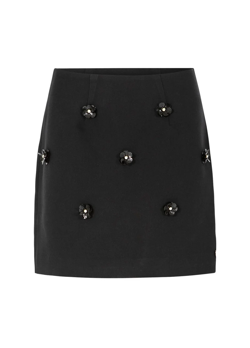 MINIKJOL MED BLOMMOR - Black