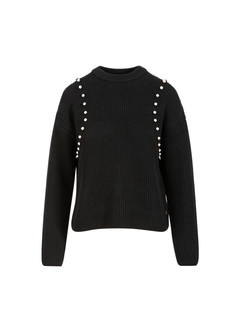 STICKA MED SILVERPÄRLOR - Black