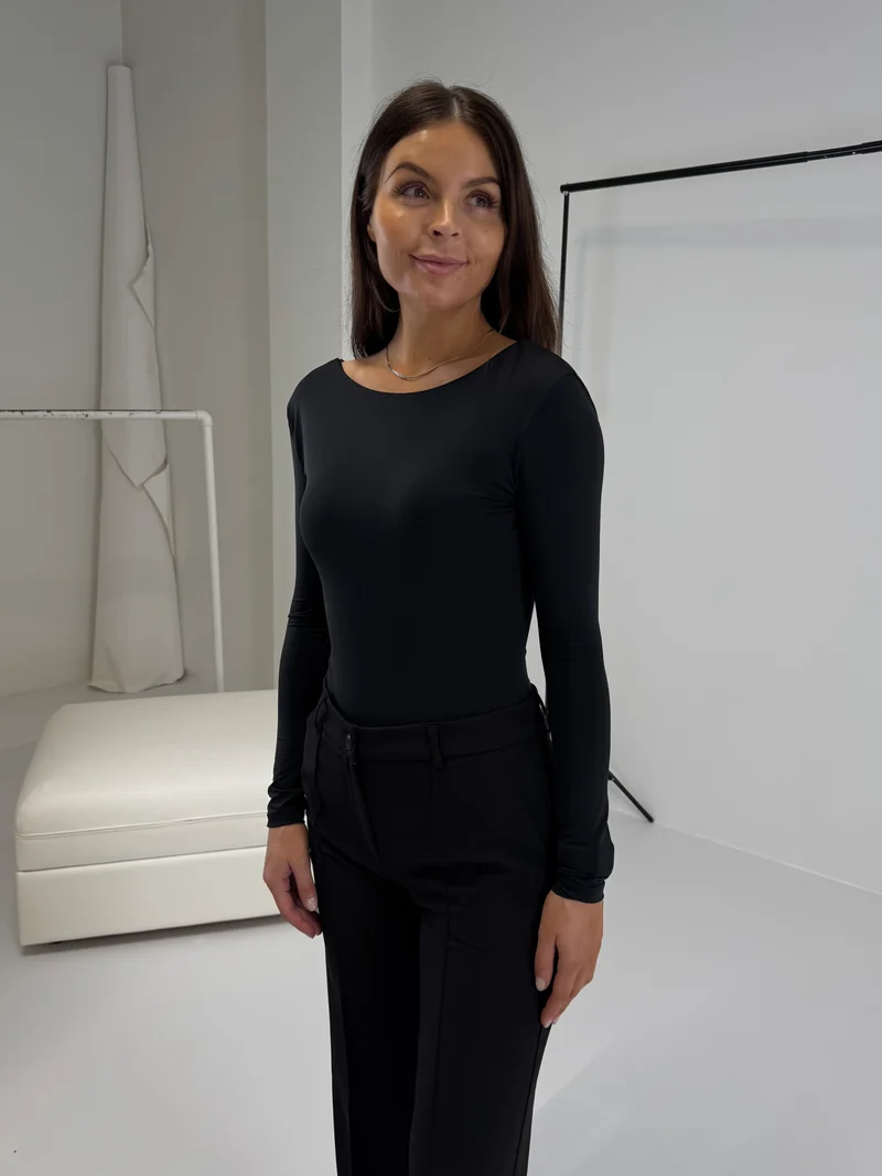 Malou bodystocking dyb ryg sort