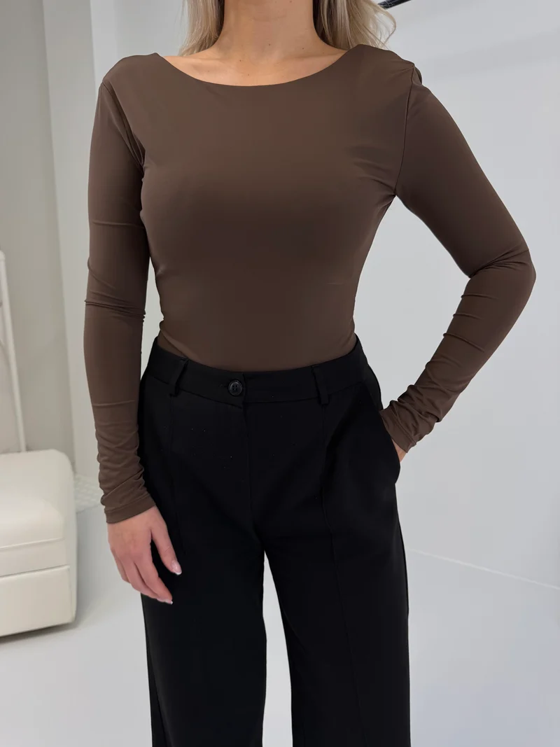 Malou bodystocking dyb ryg mørkebrun