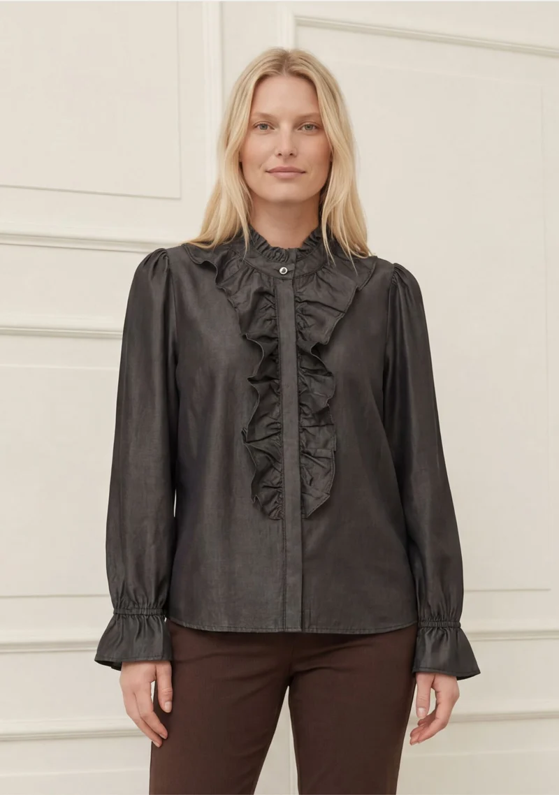Ganja Flounce Shirt - Dark Grey Wash