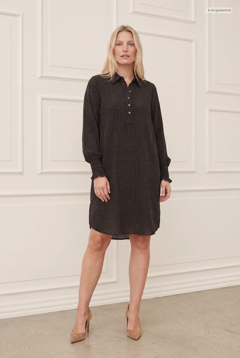 Asta Smock Dress - Graphic Khaki Strokes