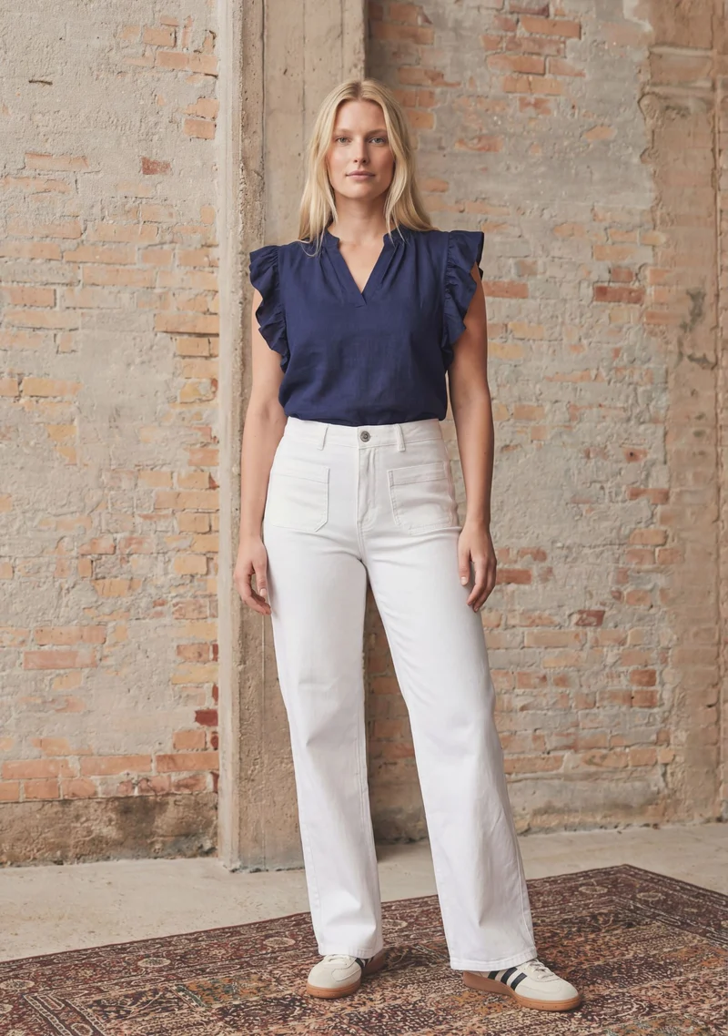 Bologna wide Twill Pant - White