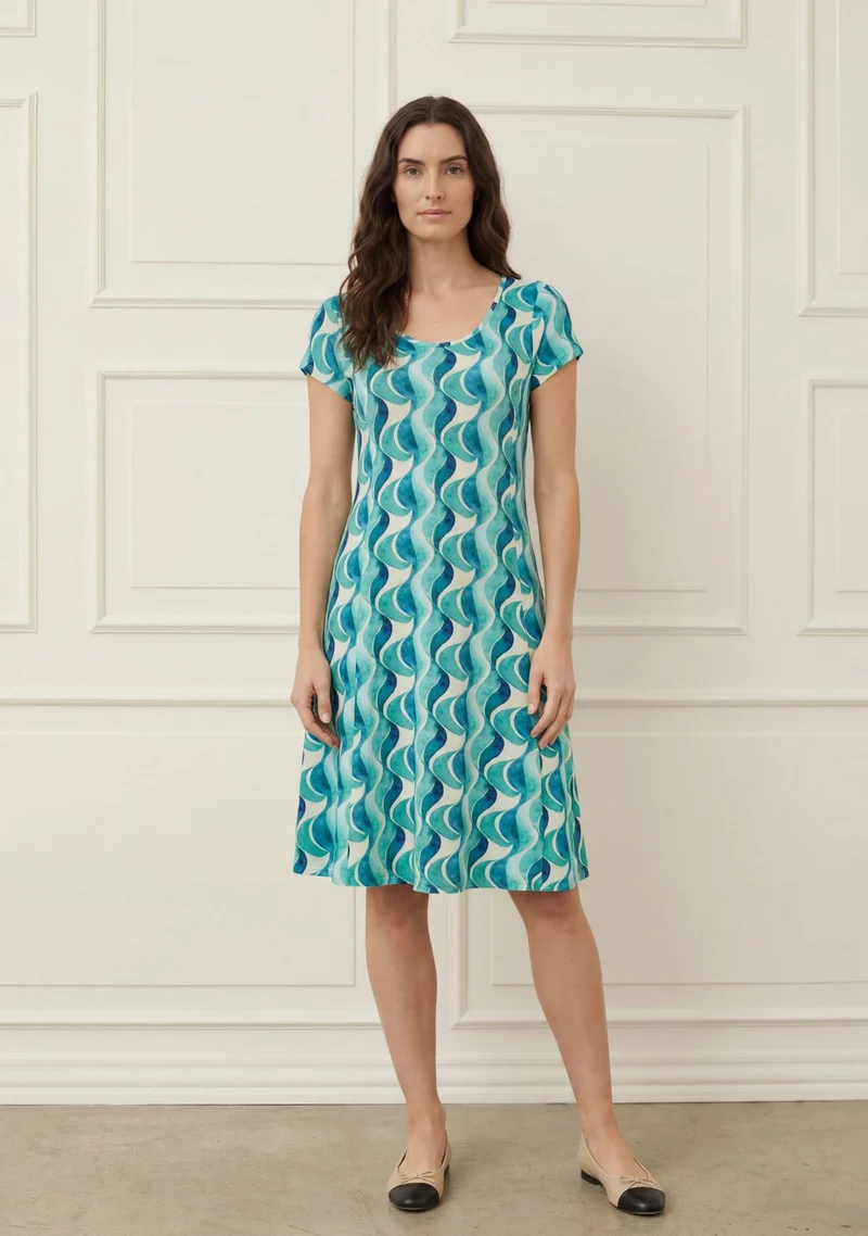 Kalla Jersey Dress - Aqua Flow