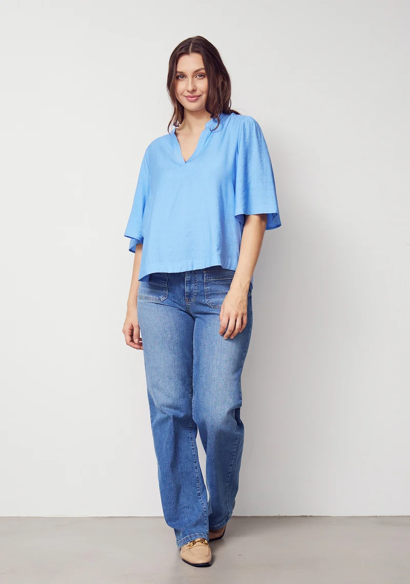 Ane s/s Blouse - Spring Blue