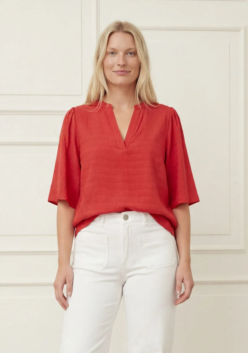 Ane s/s Blouse - Fresh Red