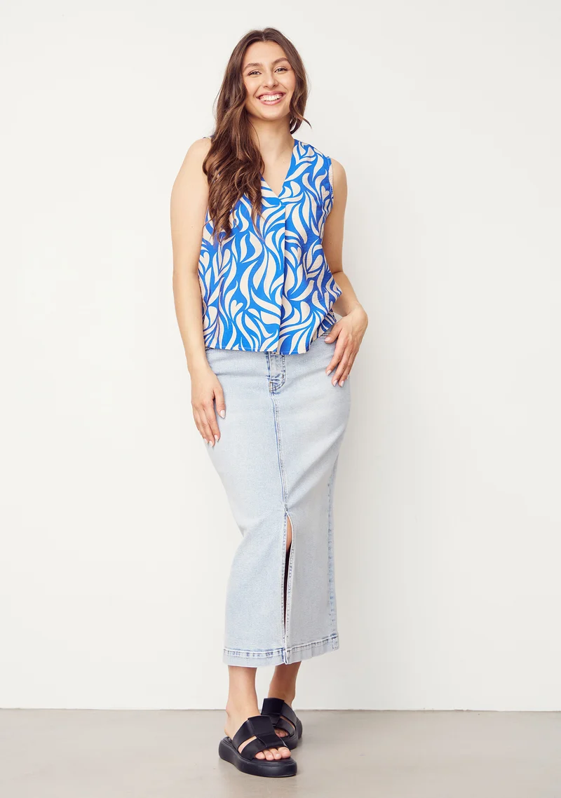 Harlee Top - Blue Floating