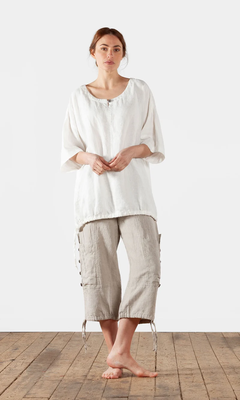 Linnetunika med dragsko, oversize
