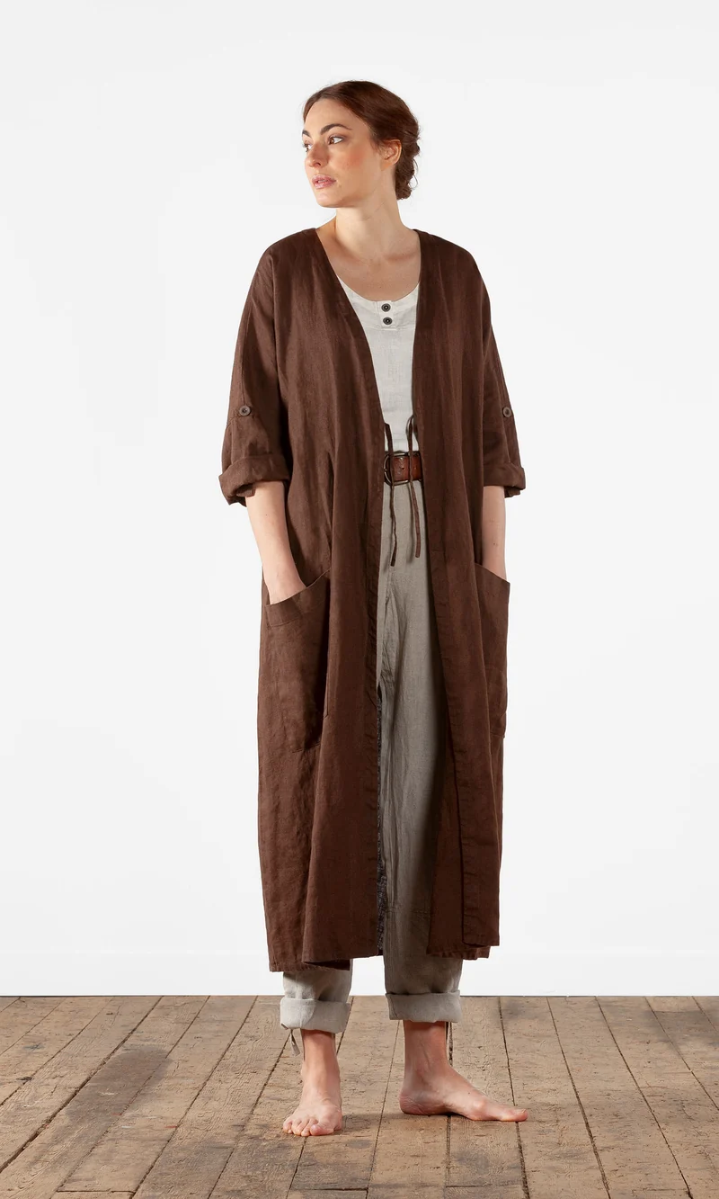 Kaftan i linne med knytning