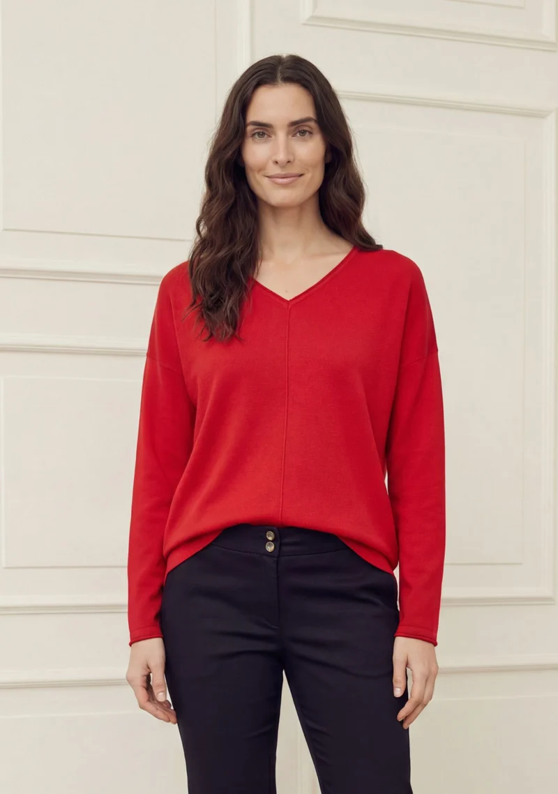 Frigga V-Neck - Fresh Red