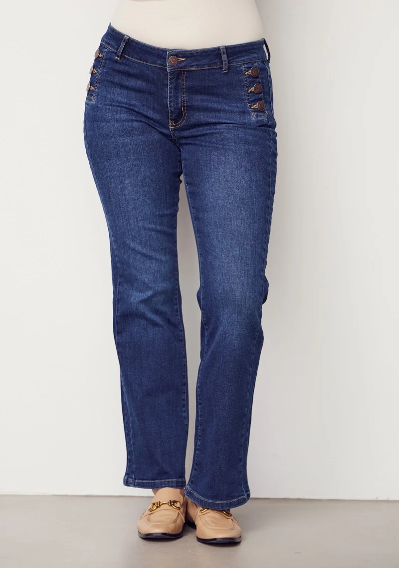 Como Flare Button Jeans - Dark denim