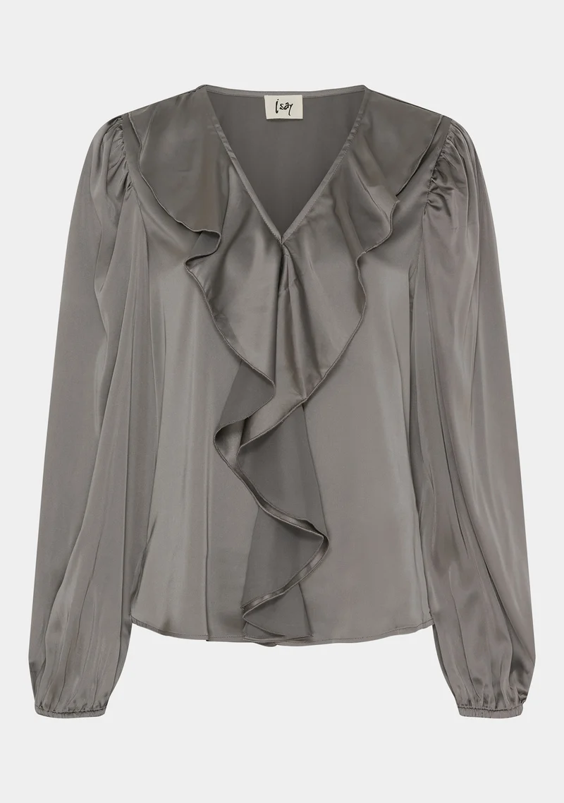 Steff Flounce Blouse - Grey
