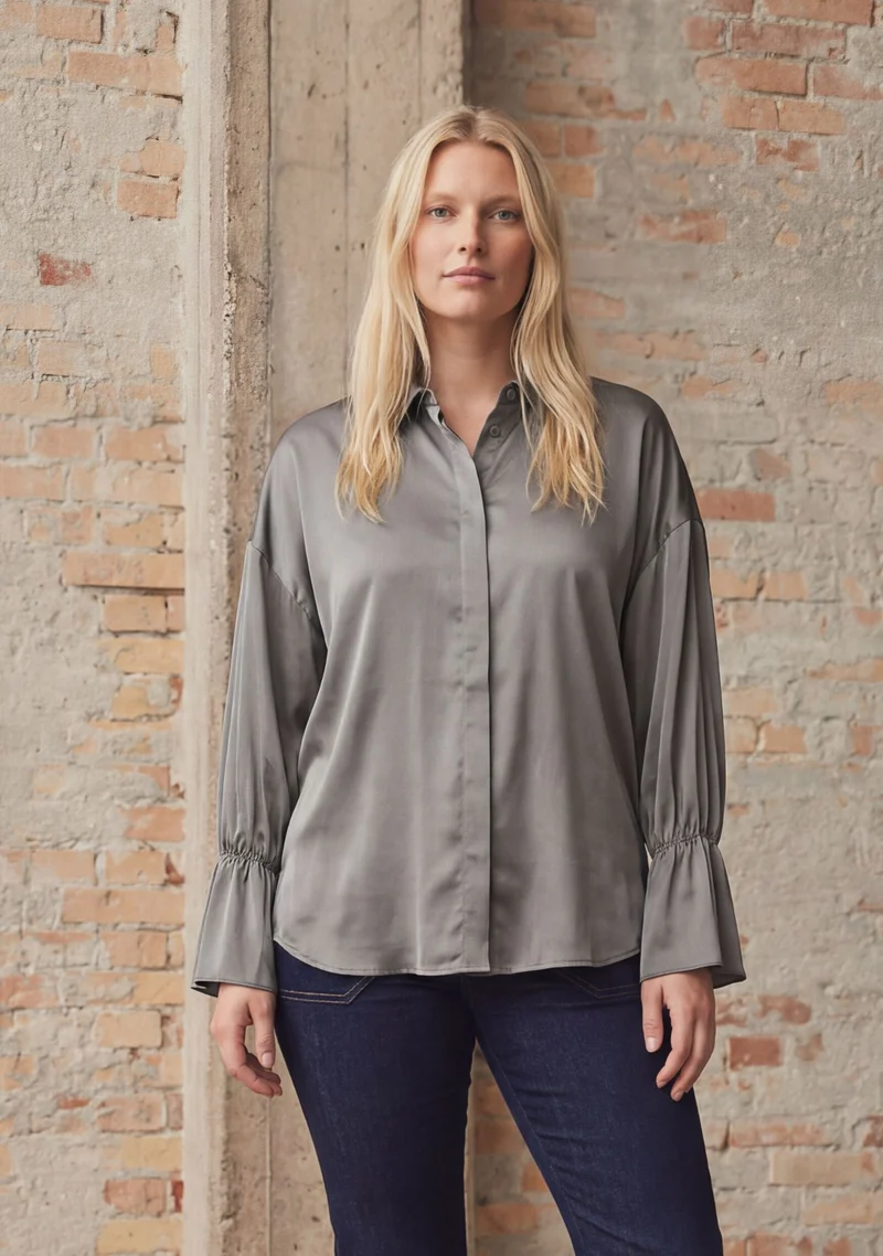 Steff Flounce Shirt - Grey