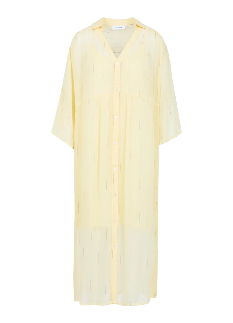 KJOLE I GULD LUREX - Butter yellow/gold lurex