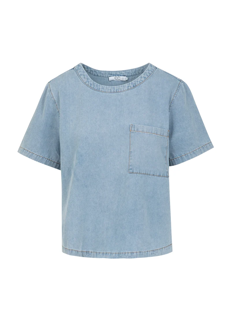 CC HEART ELLIS KORT JEANSSKJORTA - Blue denim