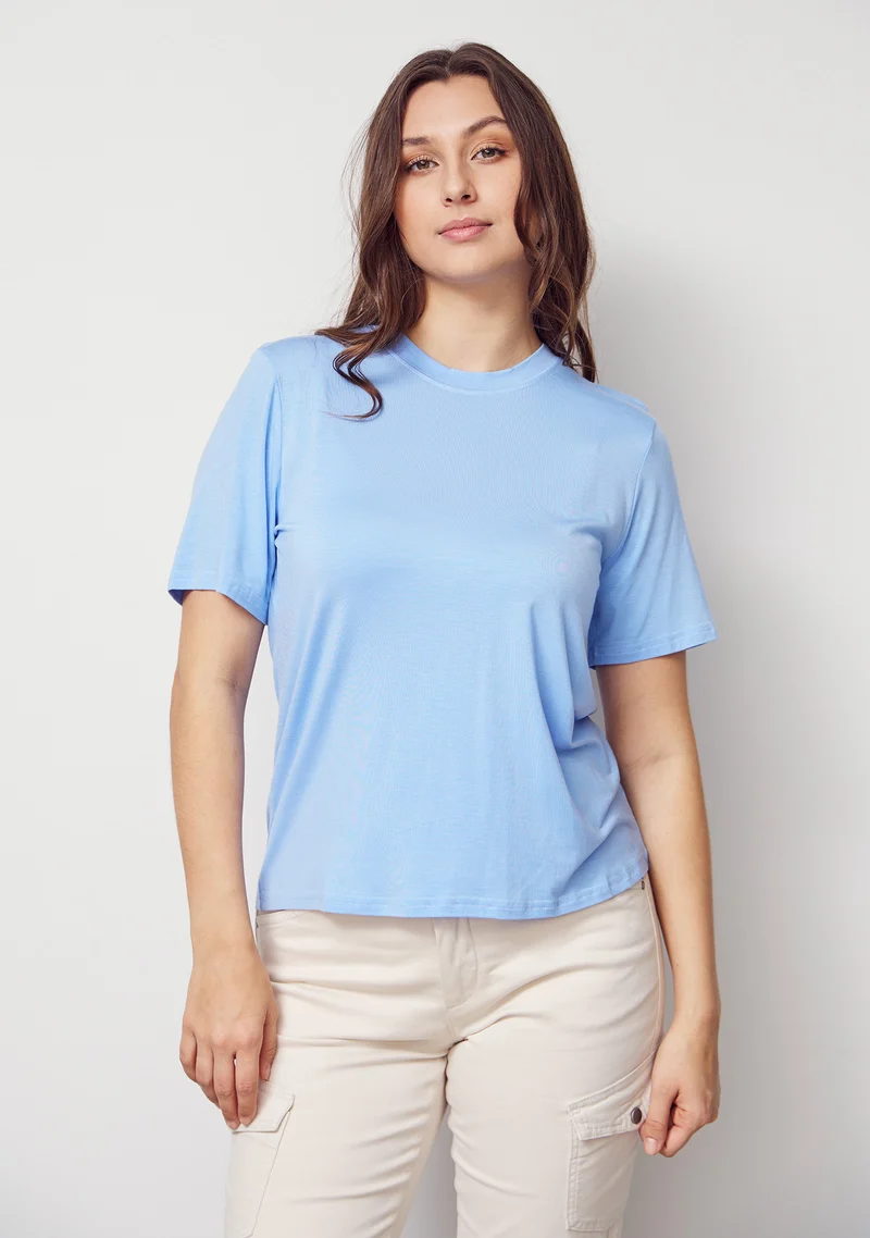Gritt O-Neck T-Shirt - Skyblue